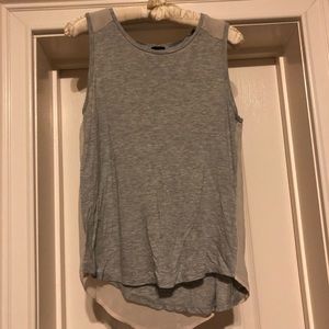 J. Crew Soft Gray Muscle T w/ sheer white overlay